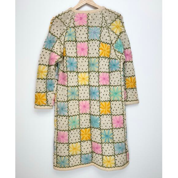 Vintage Lilly‎ of California Granny Square Midi Cardigan Retro | Pastel | SZ M/L - Picture 3 of 13